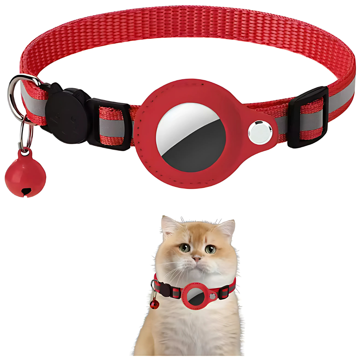 GPS Cat Collar – Includes Tracker Tag + Reflective Breakaway with Bell