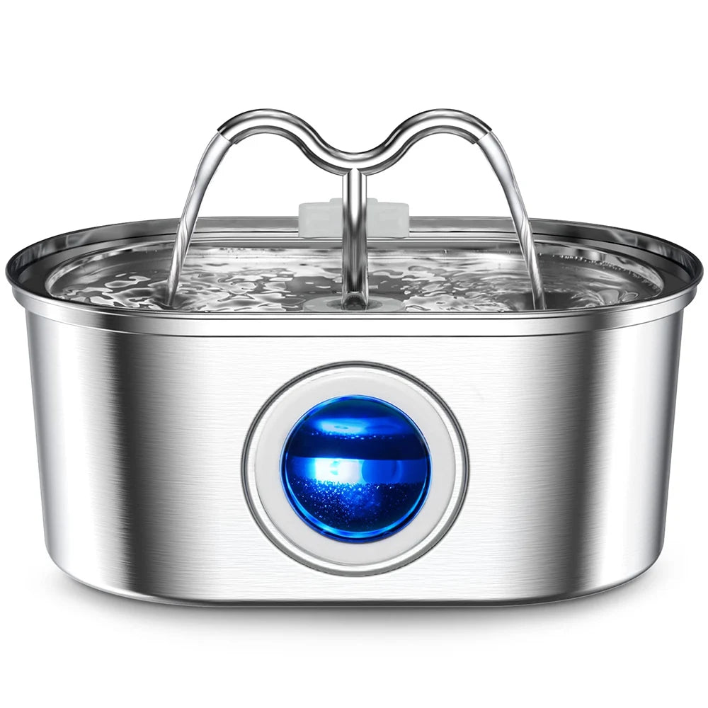 Smart Cat Water Fountain – 3.2L Stainless Steel with Sensor, LED & Silent Pump