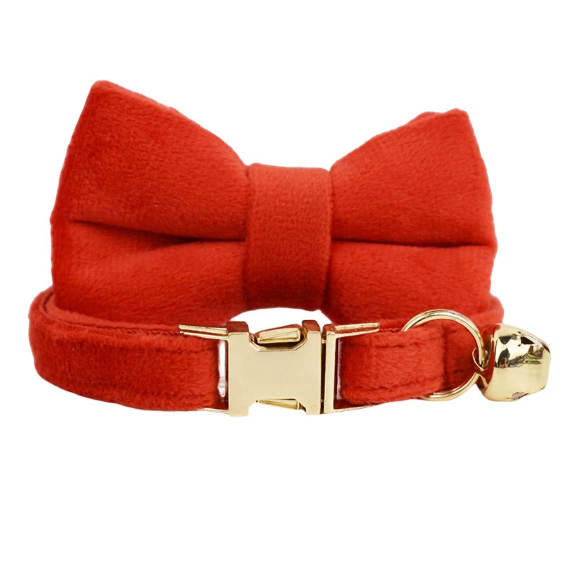 Cat Collar with Name – Luxury Velvet, Bell & Bow