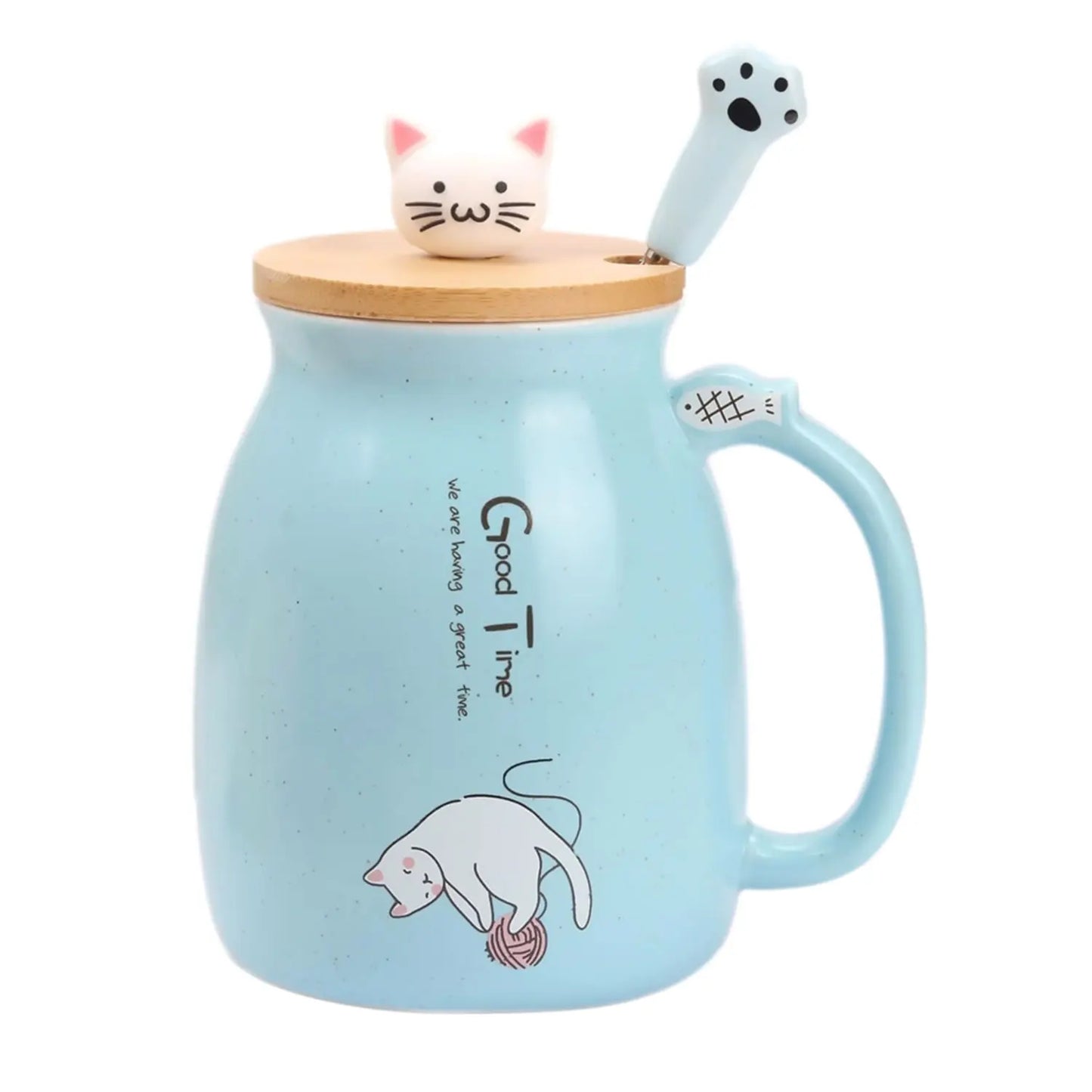 Cat Mug with Lid & Spoon – Ceramic Gift for Cat Lovers