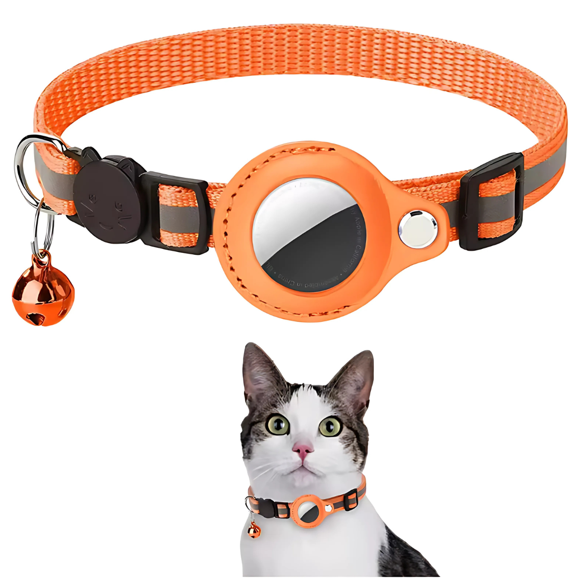 GPS Cat Collar – Includes Tracker Tag + Reflective Breakaway with Bell
