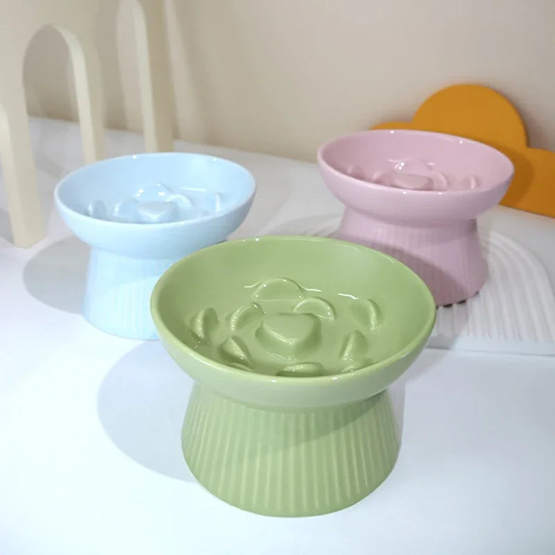 Ceramic Cat Food Bowl Slow Feeder