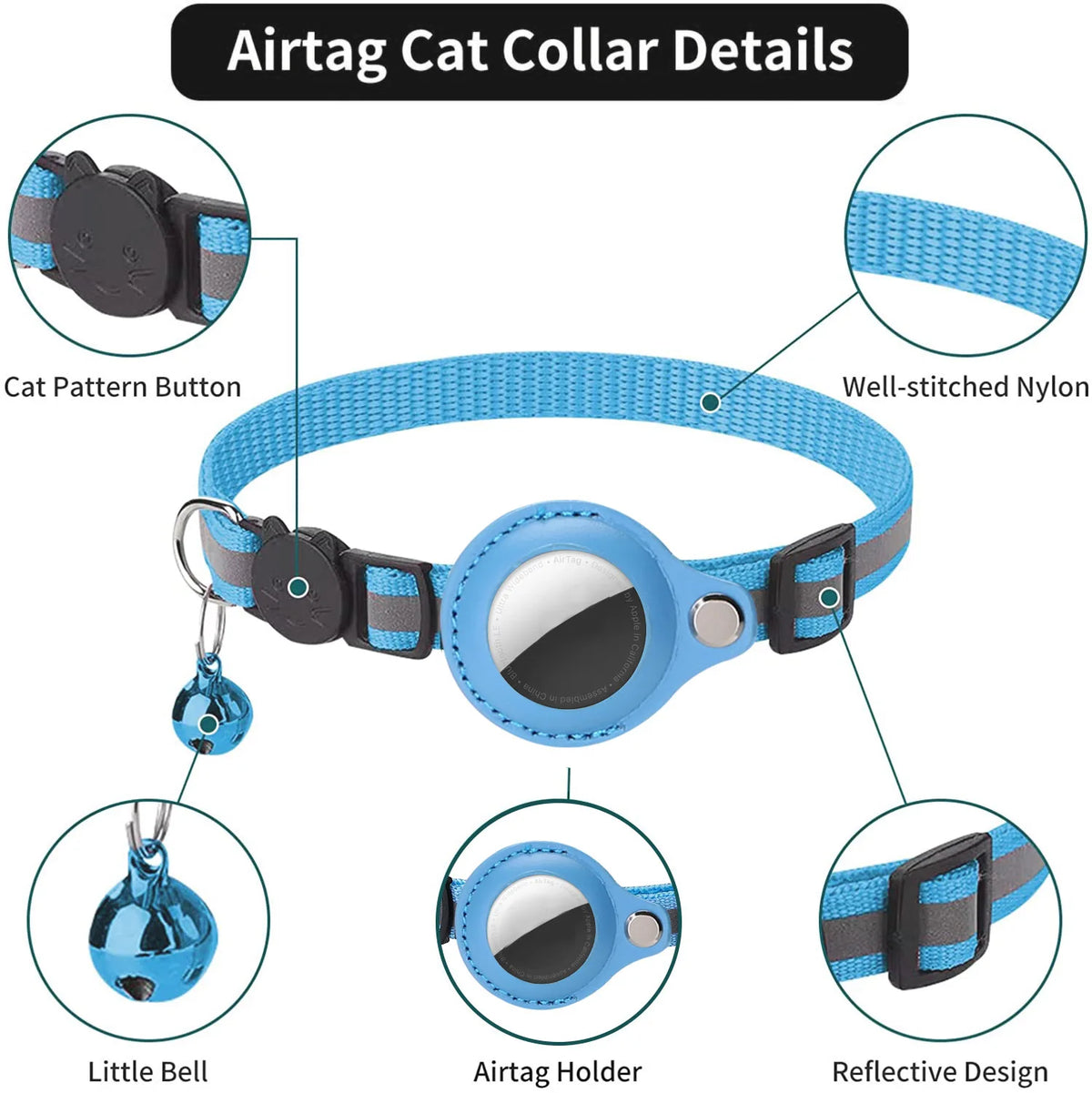 GPS Cat Collar – Includes Tracker Tag + Reflective Breakaway with Bell ...