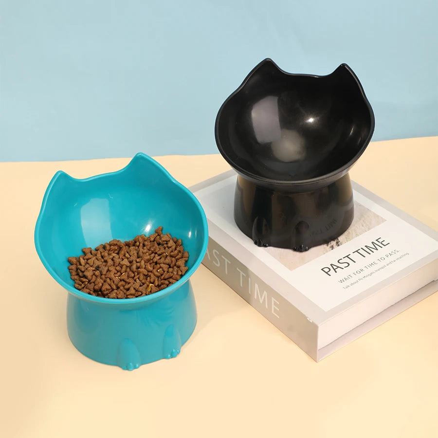 Cat Bowl Feeder Elevated Tilted Anti-Tip Design