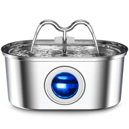 Smart Cat Water Fountain – 3.2L Stainless Steel with Sensor, LED & Silent Pump