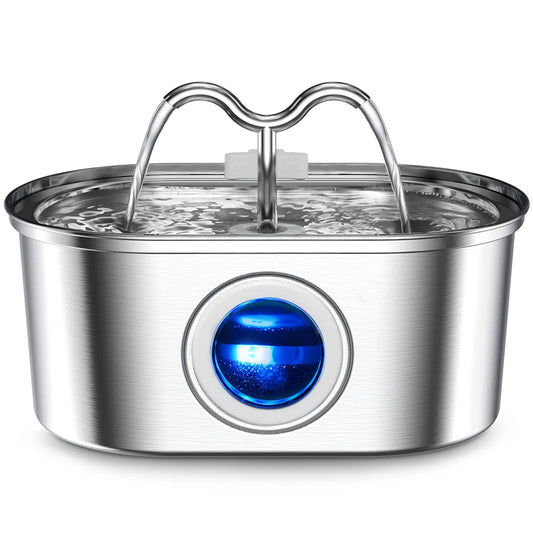 Smart Cat Water Fountain – 3.2L Stainless Steel with Sensor, LED & Silent Pump