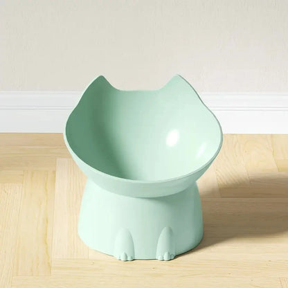 Cat Bowl Feeder Elevated Tilted Anti-Tip Design