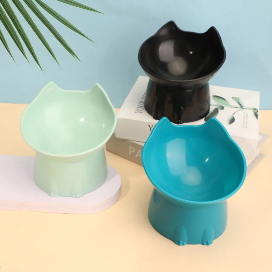 Cat Bowl Feeder Elevated Tilted Anti-Tip Design