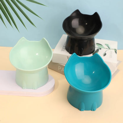 Cat Bowl Feeder Elevated Tilted Anti-Tip Design