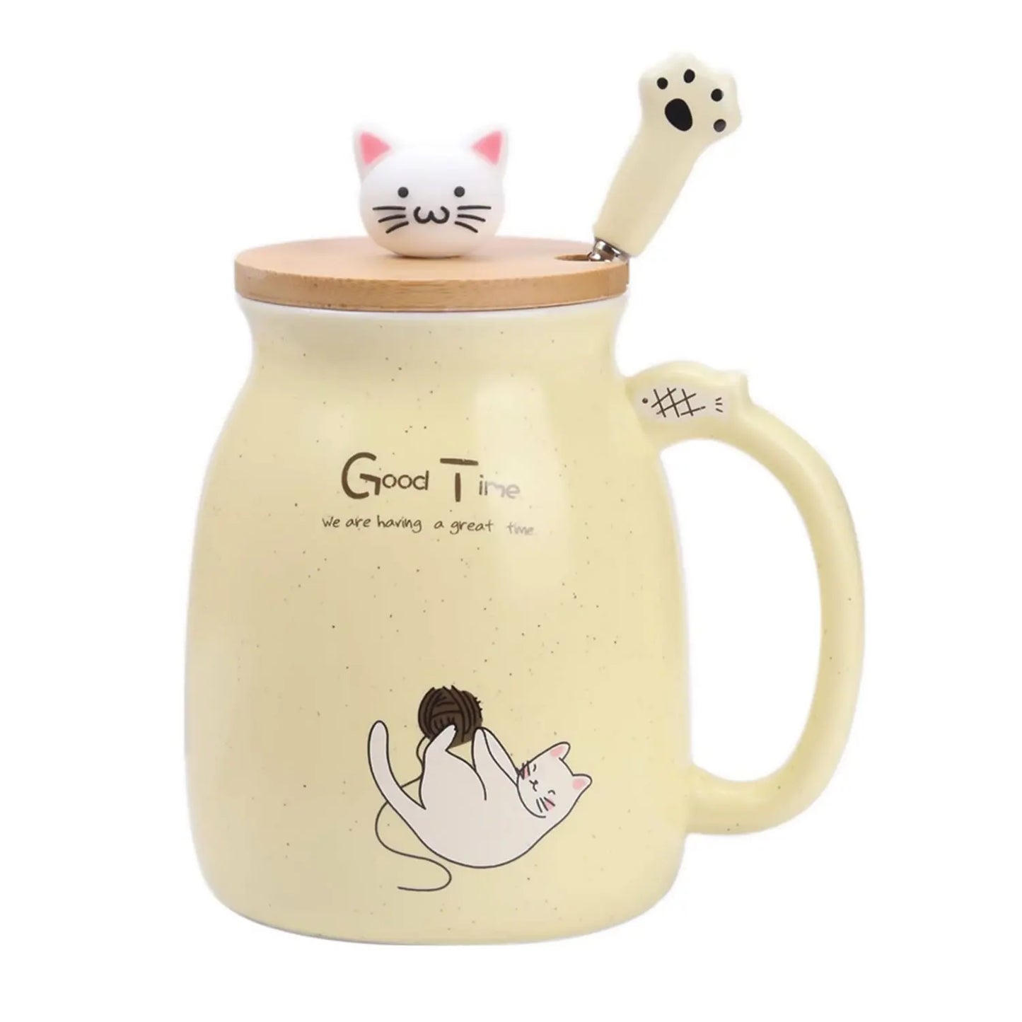 Cat Mug with Lid & Spoon – Ceramic Gift for Cat Lovers