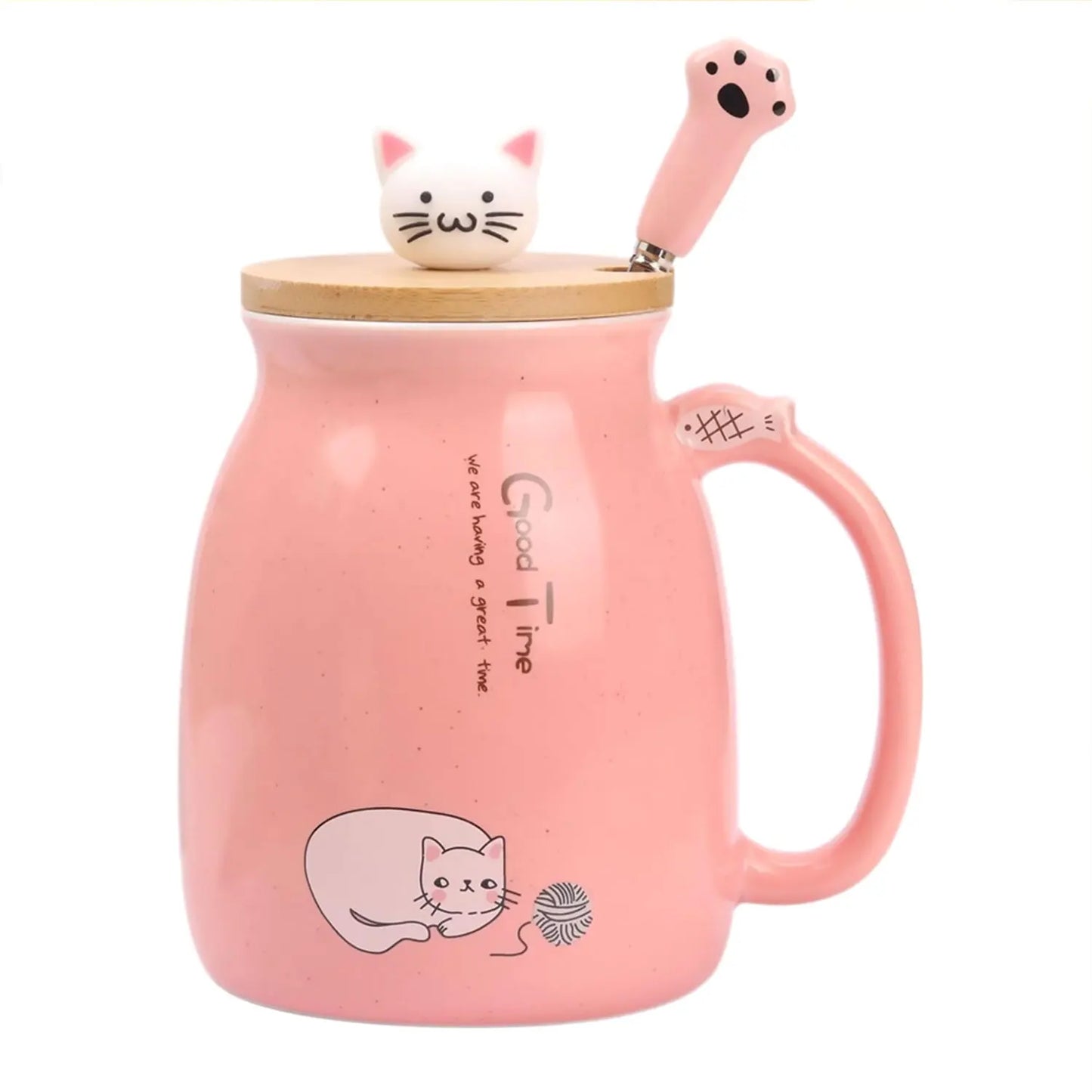 Cat Mug with Lid & Spoon – Ceramic Gift for Cat Lovers