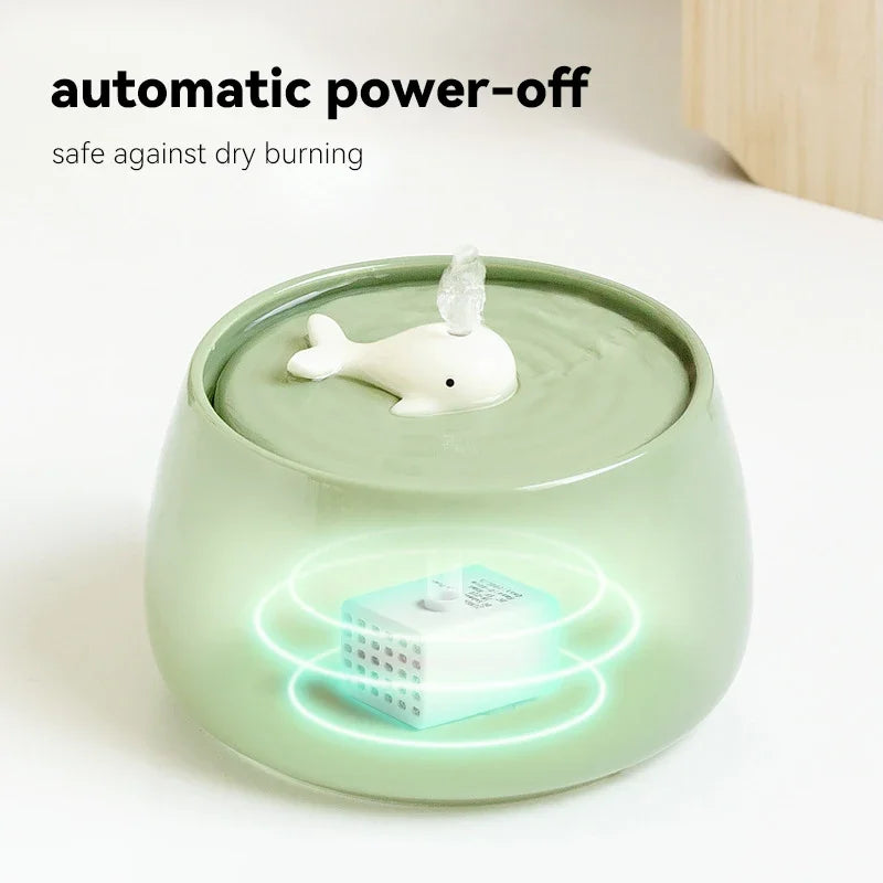 Premium Ceramic Whale Cat Fountain – Ultra-Quiet with Multi-Filtration