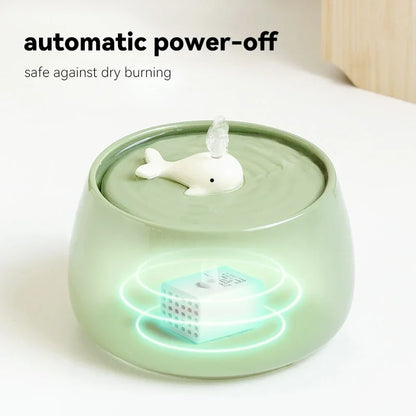 Premium Ceramic Whale Cat Fountain – Ultra-Quiet with Multi-Filtration
