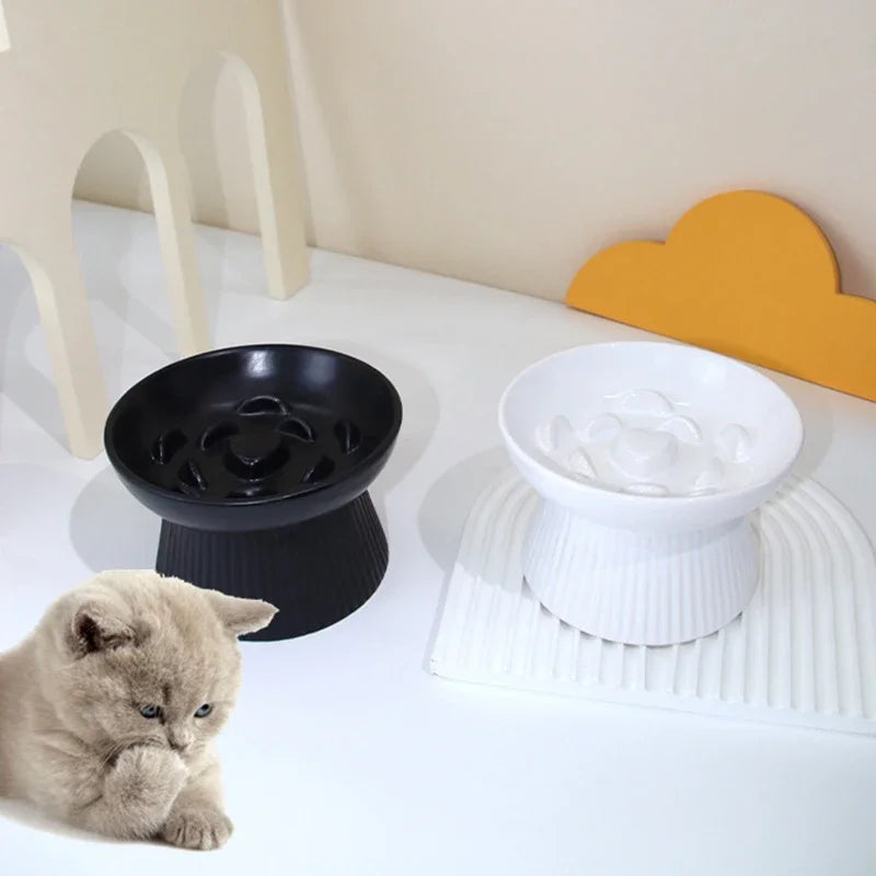 Ceramic Cat Food Bowl Slow Feeder