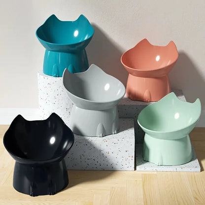 Cat Bowl Feeder Elevated Tilted Anti-Tip Design